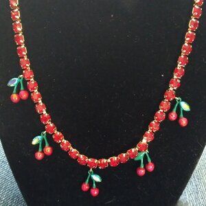Betsey Johnson Cherry Tennis Necklace